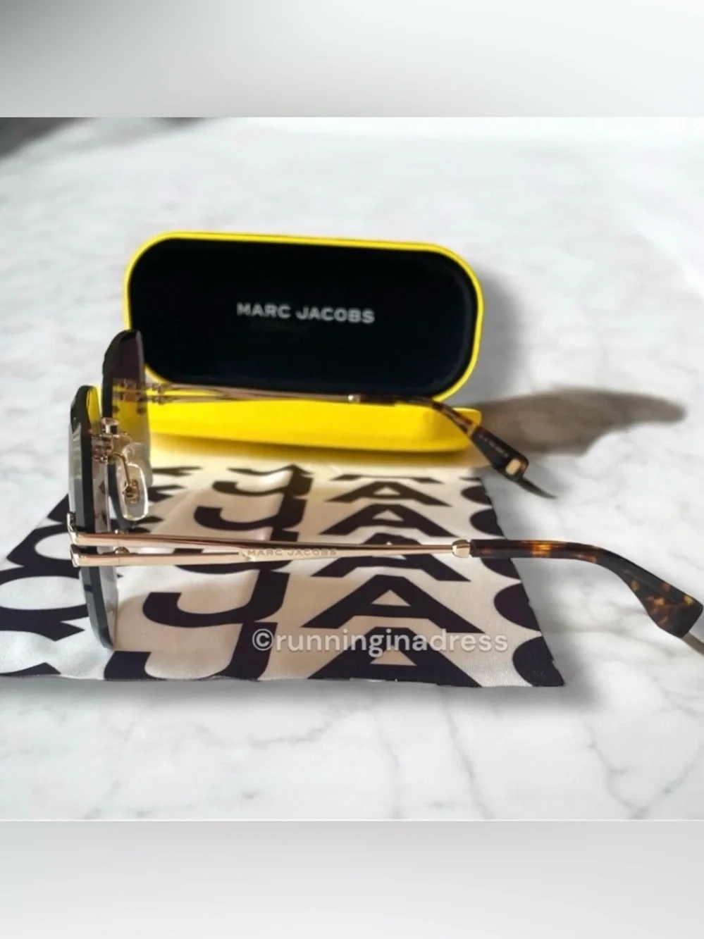 Marc Jacobs Rimless Geometric Sunglasses MJ 1090/S Gold Havana NWOT